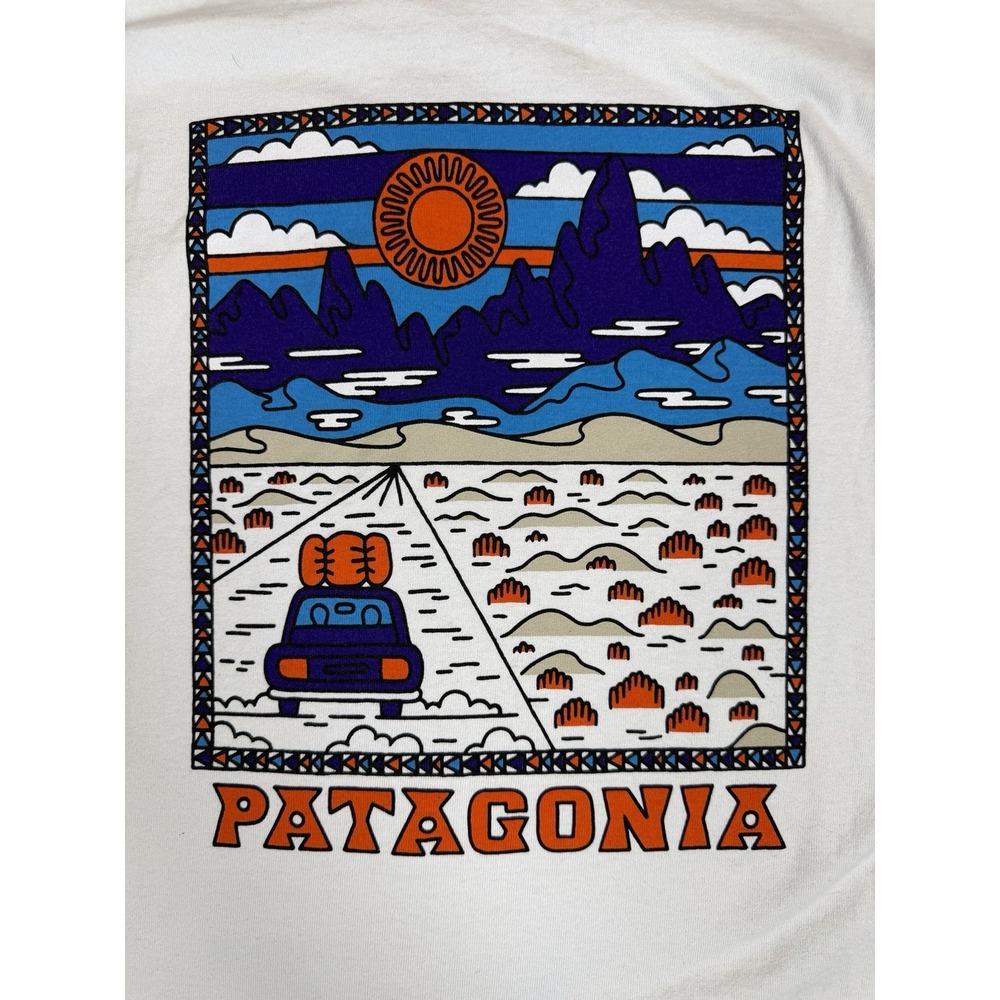 Patagonia Mens L Summit Road Trip Responsibili-Tee Long Sleeve Shirt White